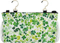 Bright Green Clover St. Patrick Bedside Caddy for Dorm Bed Bedside Hanging Caddy Bag Iron Frame Storage Organizer Pocket for Bunk Home College Hospital Beds 2 Hooks