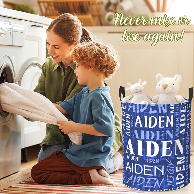 Custom Name Laundry Hamper, Personalized Laundry Baskets with Name for Boys Girls Women Men, Customized Collapsible Dirty Clothes Hamper Easy Storage Gifts for Bedroom Bathroom Living Room