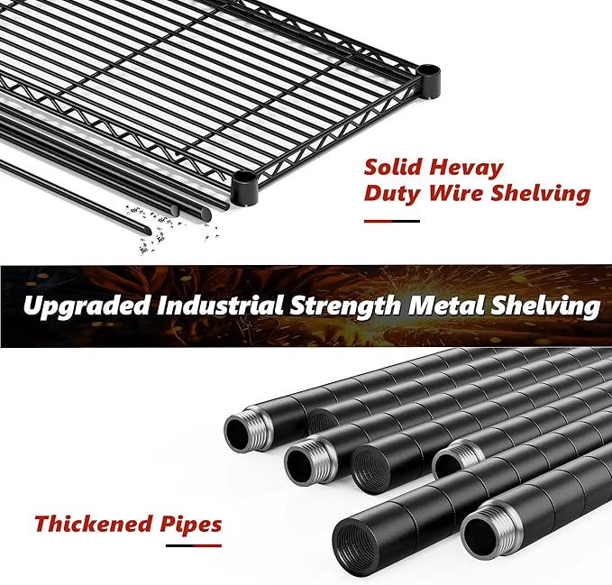 REIBII 5 Shelf Metal Shelving 72''H Storage Shelves Steel Wire Shelving for Storage Adjustable Garage Shelving Heavy Duty Shelves Storage Rack Pantry Shelves Kitchen Office Shelf,72''H X36''W X14''D