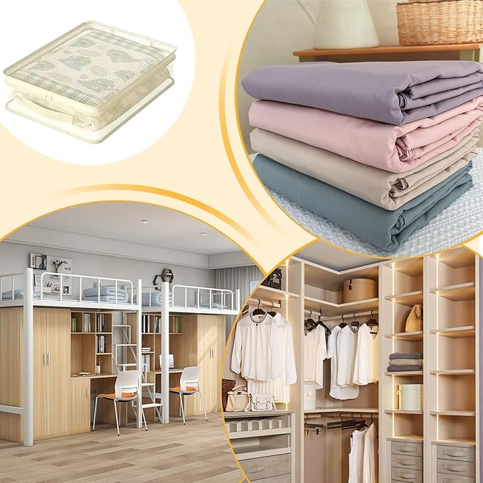 Stackable storage-Organizer – Foldable Sheet And Blanket Bag, Portable Handle Container, Home Closet Space Saver | Bedroom Dorm Room storage-For Bedding, Clothing, And Seasonal Garments