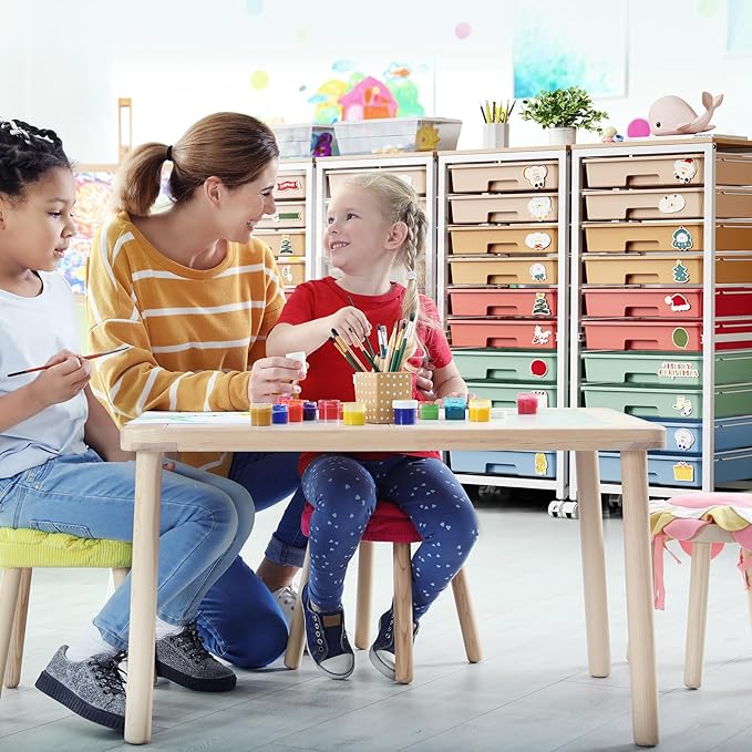 Rolling Cart with Drawers,10 Drawer Rolling Cart,Storage Cart with Wheels,Utility Cart with Drawers,Teacher Cart for Classroom Storage,Craft Cart with Wheels and Wooden Tabletop,Rainbow