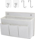 Wall Hanging Organizer Bag/Hanging Baskets with Large Mesh Compartment & 3 Pockets，Over the Door Organizer Space Saving Storage for Bedroom,RV Camper, Closet (White- 1 Pack)