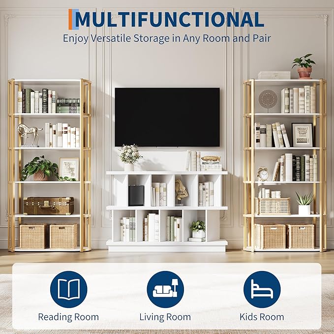 Garvee 8 Cube Storage Shelf Organizer - Wood Low Bookshelf with 10 Removable Back Panels, Display Storage Bookcase for Living Room, Bedroom, Entrance Hall, Home Office, Easy Assembly, White