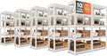 HOMEDANT House 5 Tier 24.4" W Laminated Metal Shelving Unit Adjustable Storage Utility Rack Heavy Duty Shelves Organization Multipurpose Shelf Kitchen Garage Pantry Closet 10 Pack