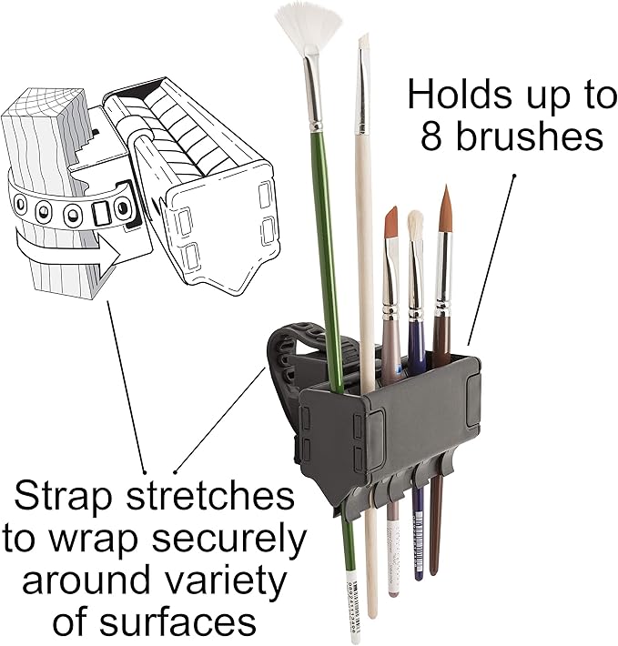 Easy To Use Products Brush Grip Paintbrush Holder and Drying Rack/Caddy, Painting Supplies (Black)