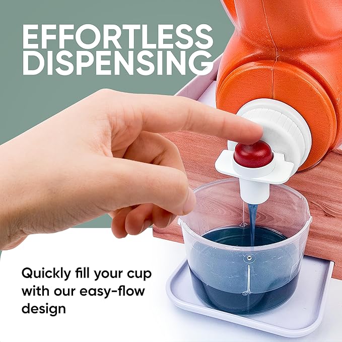Skywin TidyFriend No-Spill Wood Liquid Laundry Detergent Dispenser Holder, Laundry Soap Dispenser Holder with Drip Tray for Laundry Room Organization