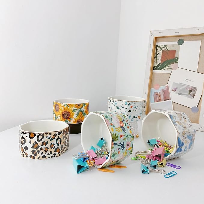 Paper Clip Holder Ceramic Paper Clip Holders Paperclips Holder Dispenser Cute Terrazzo Marble Paper Clip Organizer for Desk Binder Clip Holder Bobby Pin Hair Clip Holder Gift for Office Pink