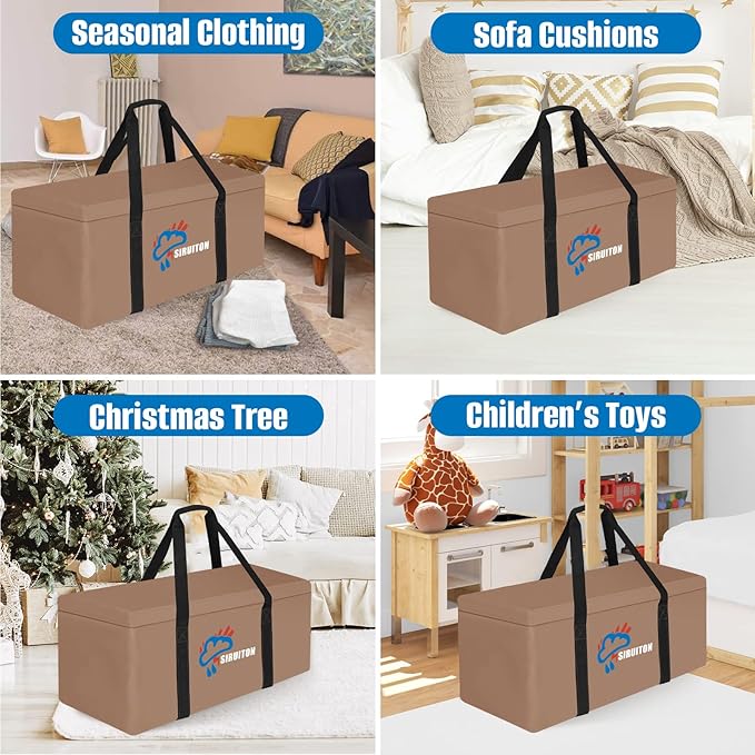 SIRUITON 69”L x 29.5”W x 21.6”H Outdoor Cushion Storage Bag,Patio Furniture Cushion Storage Bag,Heavy Duty 600D Oxford Garden Cushion Storage Covers, Waterproof Christmas Tree Storage Bags.