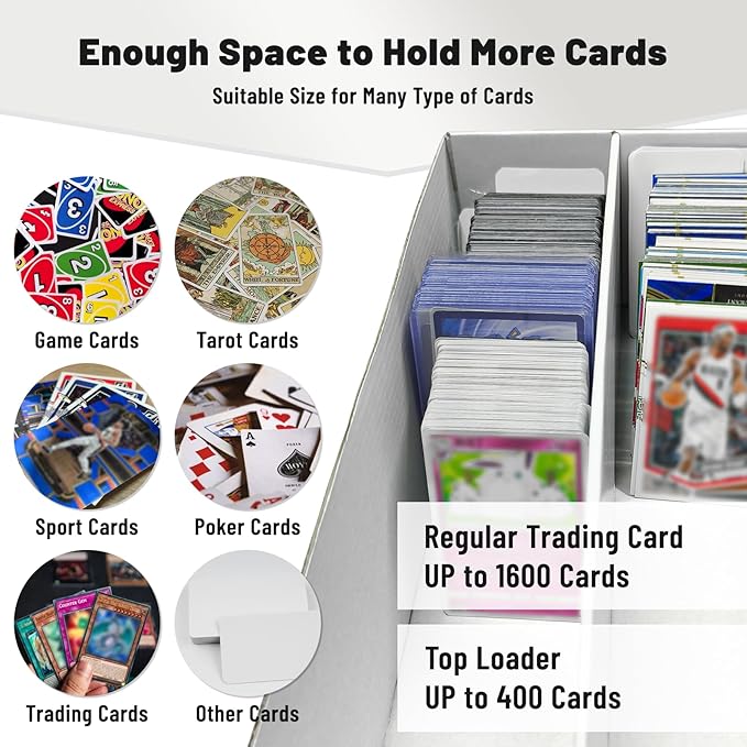 NUMINA 1800 Card High Capacity Storage Box for Trading Card Collection, Sports Card Organizer Set, Heavy Duty 2 Row Cardboard Box with Dividers for TCG/Magic/MTG (6 Pack)