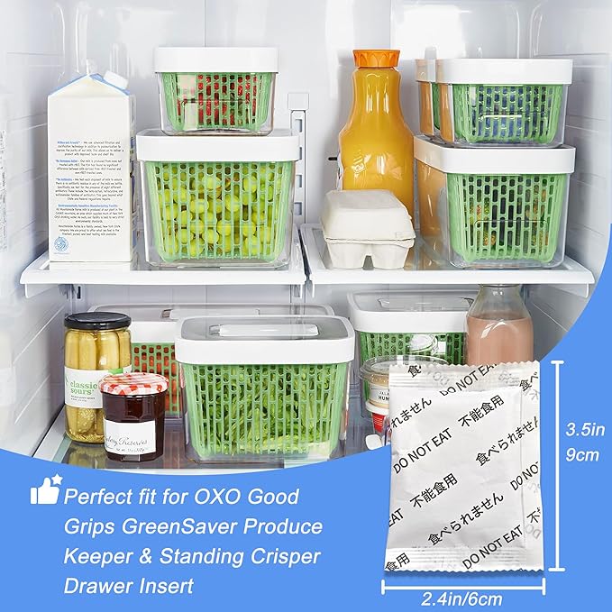10-Pack Replacement Kits for OXO Good Grips GreenSaver Carbon Filter Refills, Compatible with OXO Good Grips GreenSaver Produce Keeper & Standing Crisper Drawer Insert, Keep Fruits Veg Fresh