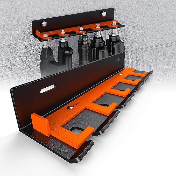 Air Tool Holder, Air Tool Rack for Garage Walls and Tool Cart Storage Organizer，Wall Mounted Lockable Pneumatic Tool Hanger for Air Compressor Tools, Pneumatic Nail Gun, Black-5 Slots