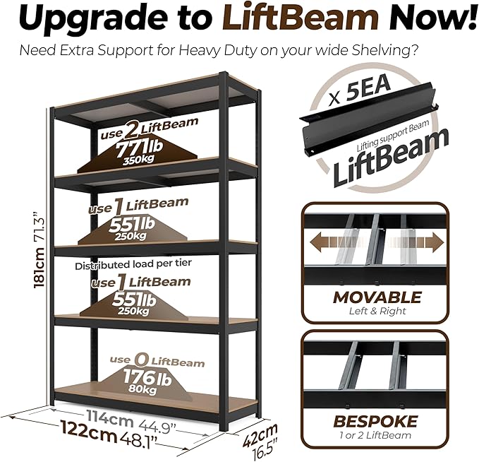 HOMEDANT House 48" Wide Boltless Heavy Duty Garage Storage Shelving Adjustable 5-Tier Metal Shelves Laminated Organization Shelf Industrial Utility Rack for Pantry Warehouse Office Store 3Pack