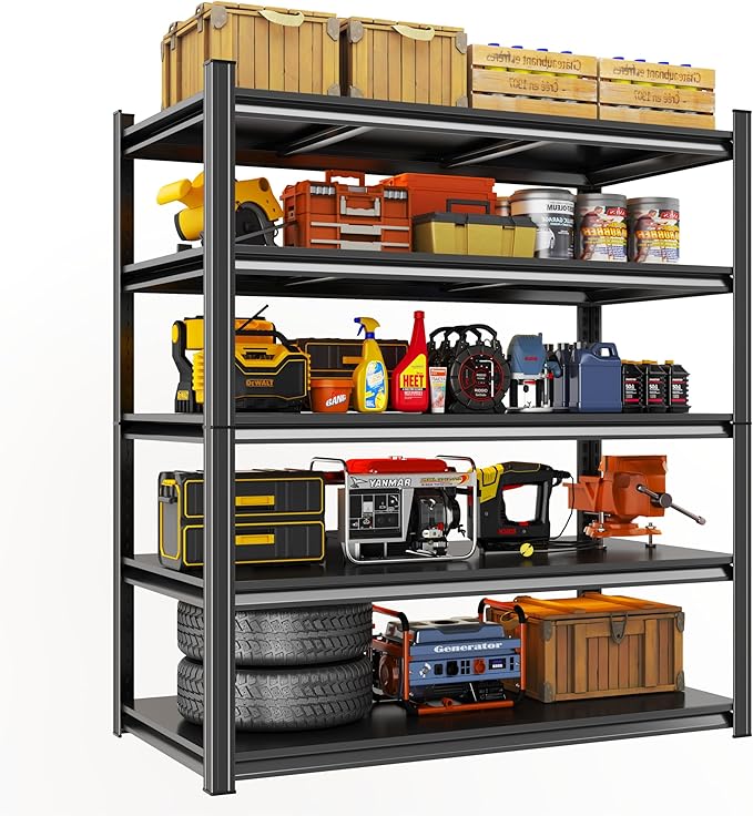 Metal Shelving, Garage Shelving Unit and Storage,Adjustable Storage Shelves, 3000LBS Storage Steel Shelving, for Kitchen Warehouse Pantry Commercial Use, Basement (78in×48in×24in-5 Tier)