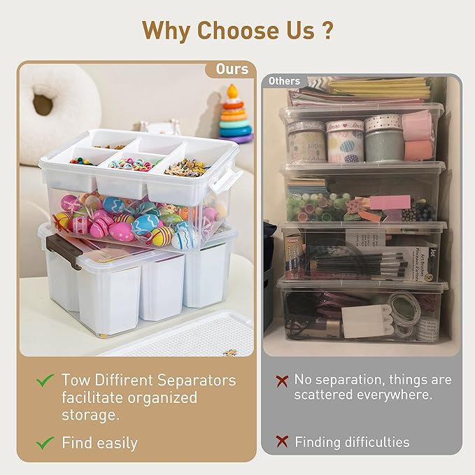 Citylife 17 QT Plastic Storage Bins Clear Storage Box with Lids Multipurpose Stackable Storage Containers for Organizing Tool, Craft, Crayon, 4 Packs