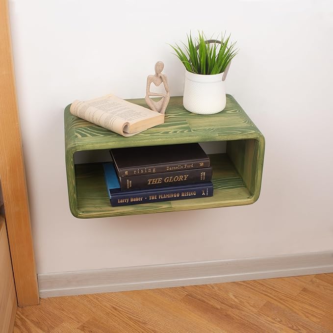 Floating Nightstand Wooden, Bedside Table, Nightstand Shelf, Handmade, Wall Mounted Bedside Shelf, Minimalist and Unique Style (Jakarta)