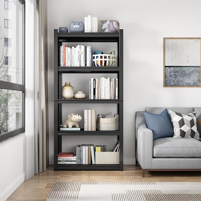 2500LBS Storage Shelves 5 Tier Garage Shelving Heavy Duty Adjustable Shelving Unit Metal Storage Rack for Basement, Pantry, Kitchen, Warehouse 15.8" D x 23.6" W x 63" H