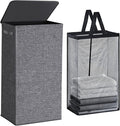 Collapsible Laundry Hamper with Lid 100L, Large Laundry Basket with Removable Mesh Bag for Bedroom, Bathroom,Closet, Dorm(Grey)