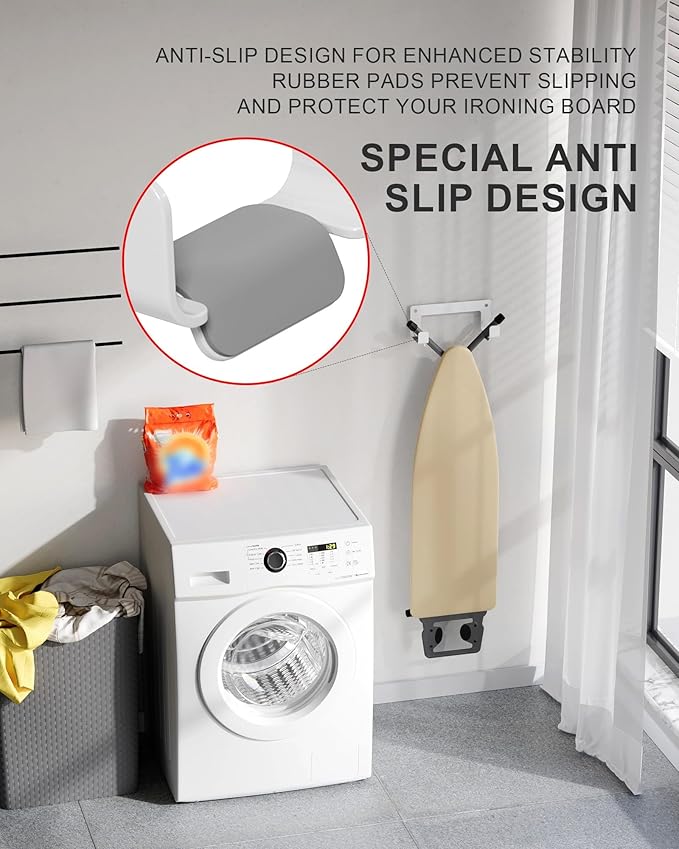 Ironing Board Holder Wall Mount Stainless Steel, Y T Leg Ironing Board Hanger Wall Mount for Laundry Room, Iron Board Hooks for Wall Heavy Duty, White
