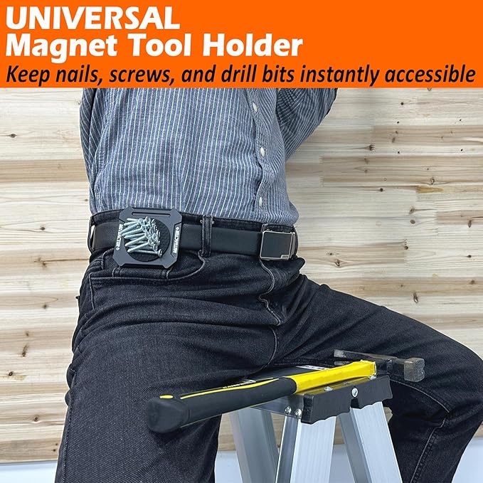 MUTUACTOR Heavy Duty Magnetic Tool Belt Clip,Φ2.2”Anti-Slip Strong Magnet Tool Belt Clip with Heavy Plate,Quick Access Magnetic Tool Holder Hammer Holster for Screws,Nails Hammers, Pliers,1PCS