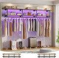 Aheaplus Industrial Pipe Clothes Rack with Top Shelf, 73In Space-Saving Wall Mounted Clothing Rack, 2 Tiers Heavy Duty Pipe Clothing Shelves with Hanging Rod for Laundry Room, Closet, Rustic Brown