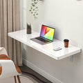 Clikuutory Wall Mounted High Gloss Folding Table, Wall Desk Fold Down for Small Spaces, Folding Workbench for Laundry Room, Home Office, Kitchen, Bedroom, Home Bar, White (47.2"×19.7")