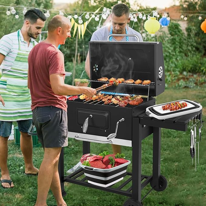 Collapsible BBQ Prep Tub with Cutting Board & Lid – 7.95 Gal / 30L Space-Saving Food Container – BPA-Free Heavy-Duty Plastic, Dishwasher Safe with Drain Hole – Offset Smoker, Backyard & Grilling