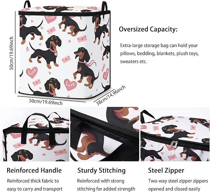 king comforter storage bag,clothes blanket bedding pillow quilt organizer for closet,fabric moving bags with portable handles and zipper 95L(2pack)