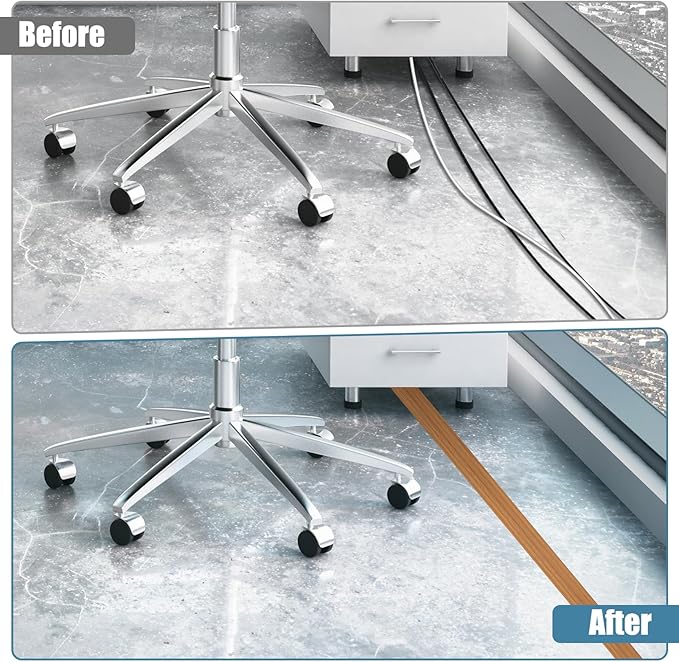 Floor Cord Covers for Wires 20FT Cable Hider Wire Cover Self Adhesive Cord Hider Floor for Offices, Homes, Workshops, Warehouses Cable Cavity 0.39" W x 0.27" H
