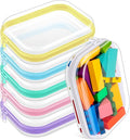 Sanwuta 6 Pcs Clear Hard Zipper Case Hard Plastic Zipper Pouches Transparent Makeup Bag Pencil Pouches for Travel Snacks Christmas Trinket Storage Organizer Box(Assorted Color,7.87 x 5.9 x 2 Inch)