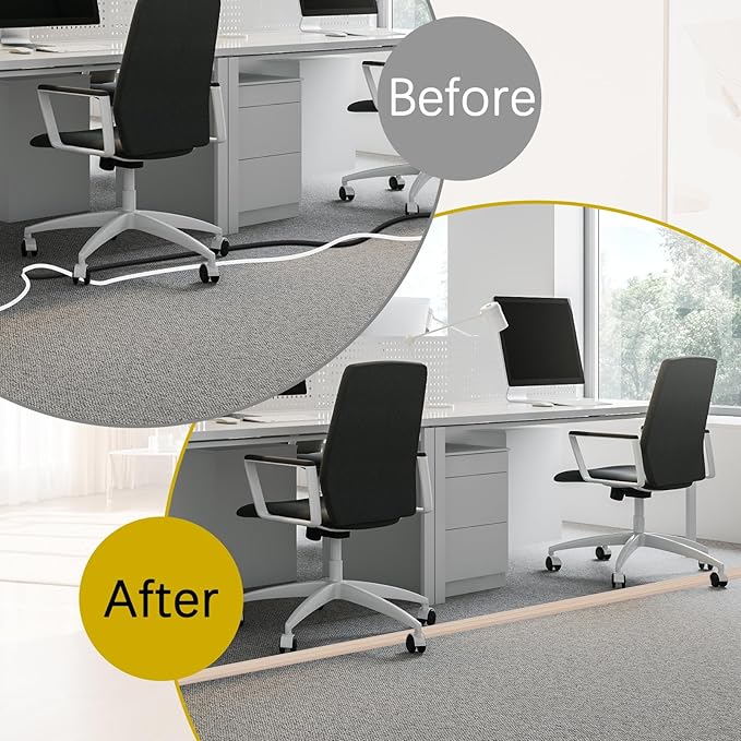 Floor Cord Cover 3.3FT Cord Covers for Wires on Floor Protect Wires & Prevent Trip Hazards, Easy to Cut for Home, Office, School, Concerts, Cavity W0.6in x H0.32in