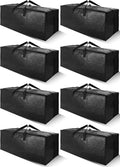 Cosy Family 8 Pack Heavy Duty Extra Large Moving Bags with Backpack Straps - Strong Handles & Zippers, Storage Totes For Space Saving, Fold Flat, Alternative to Moving Box (40 gal, Black)