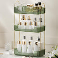 YCIA&DONE Bathroom Organizer Countertop, Makeup Storage, Skincare Cosmetic Tray Shelf, Perfume Holder Rack for Vanity Counter, Large Capacity, Easy to Install, Clean, 3 Tiers, Vintage Green