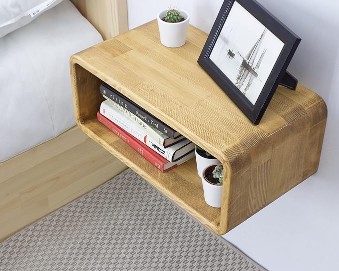 Floating Nightstand Wooden, Bedside Table, Nightstand Shelf, Handmade, Wall Mounted Bedside Shelf, Minimalist and Unique Style (Cape Town)