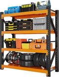 4000LBS Garage Shelving 48" W Garage Shelving Heavy Duty 4-Tier Metal Storage Shelves Adjustable Shelf Unit Storage Rack for Basement Supermarket Warehouse 48" W x 20" D x 78" H Black-Orange