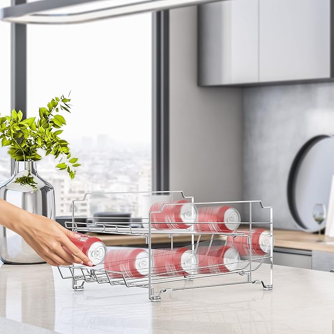 Simple Houseware Dual Row Front Loading Can Dispenser, Chrome