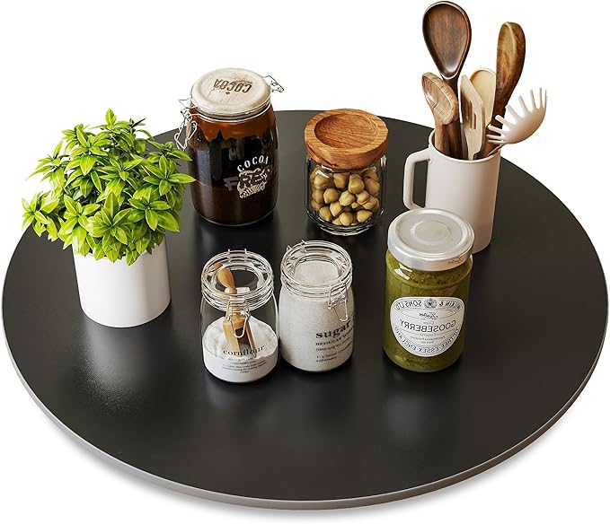 19.7" Lazy Susan Turntable – 360° Sinteredstone Silent Anti-Slip Turntable, Table Top Centerpiece for Kitchen, Pantry, Spice Rack, Refrigerator & Dining Table, White