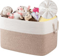 95L Extra Large Blanket Basket with Lid, 24" x 16.9" x 14.2" Woven Storage Basket for Living Room, Rectangle Nursery Blanket Storage for Toys, Towels, Dirty Clothes, Yellow & White