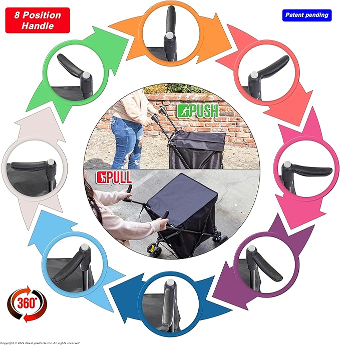 dbest Products Cruiser Cart Urban 360 Folding Shopping Grocery Collapsible Laundry Basket on Wheels Foldable Utility Trolley Carrito de Compras