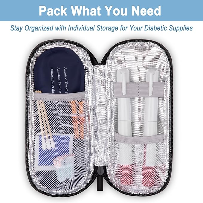 Insulin Cooler Travel Case with 90g TSA Approved Ice Packs – Insulated Diabetic Medication Bag for Insulin Pens & Supplies – Compact & Waterproof for Daily Use & Travel