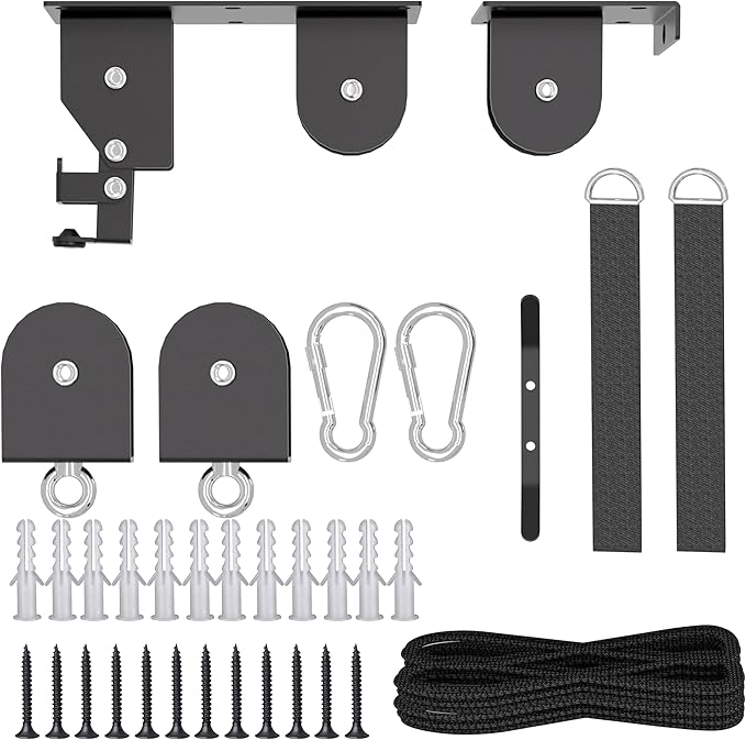 Bike Hoist, Heavy Duty Ebike Lift Pulley System for Garage Ceiling Overhead Storage for Bicycle, Ladders, Snowboard, Holds Up to 85 lbs Capacity, Fit 10-16 Foot High Ceilings