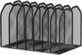 Black 7-Section File Folder Organizer for Desk – Metal Vertical File Holder, Desktop File Organizer Vertical Stand, Letter/A4 Folder Rack, Upright File Sorter, Office Paper Organizer