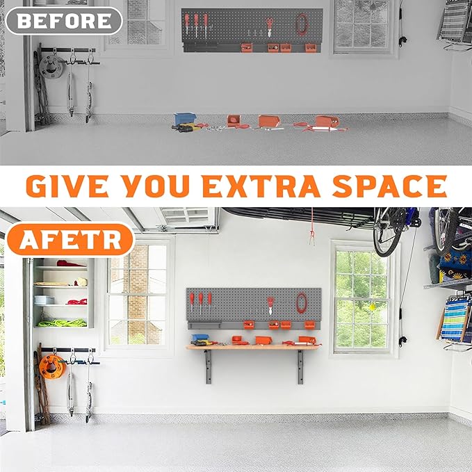 TORACK 16 inch Folding Wall Shelf Brackets, Space-Saving Collapsible Shelf Brackets for Garage, Kitchen, Laundry, Wall-Mounted Support Hinges for Workbench/Table