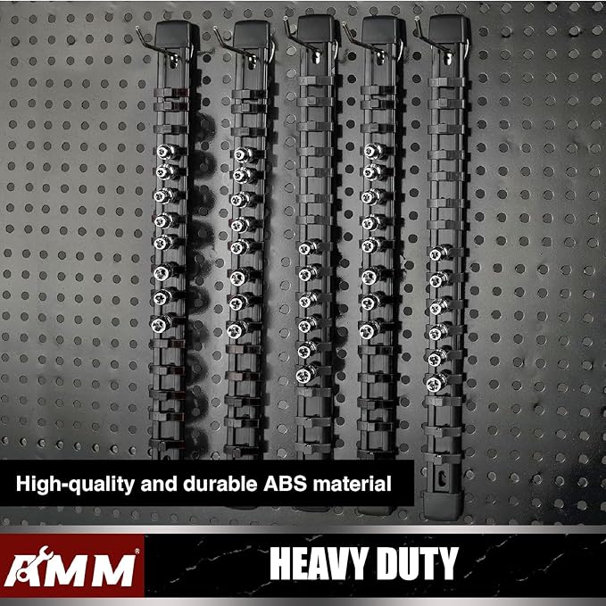 AMM 6-Piece Socket Organizer，1/4 inch Drive ABS Tools-Socket Holder，Heavy Duty Socket Racks，Premium Quality Socket Clip Rail Holder，The best tool trays in the garage