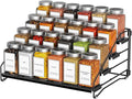 4 Tier Spice Rack for Cabinet, Spice Rack Organizer, Depth Adjustable Spice Holder for Countertop, Cupboard, Pantry, Seasoning Shelf, Metal, Black (1 Pack)