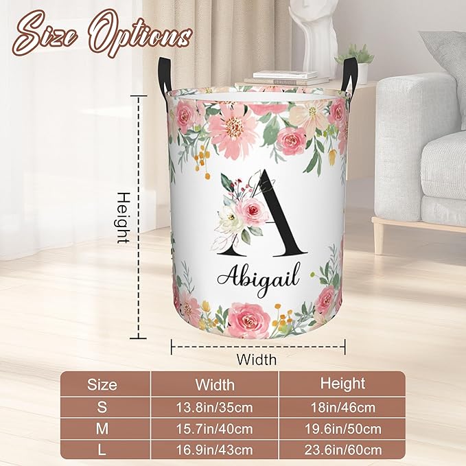 Custom Name Laundry Hamper, Personalized Laundry Basket with Name for Boys Girls Kids Men Women, Customized Name Dirty Clothes Basket Gifts for Clothes Toy Bathroom Bedroom Laundry Room Dorm