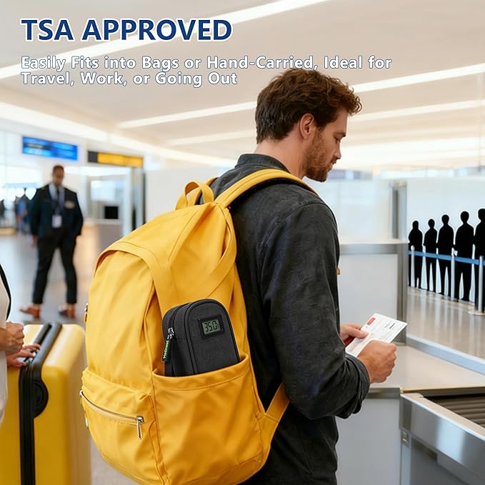 Insulin Cooler Travel Case TSA Approved with Temperature Display – Diabetic Medication Travel Case with 2 × 90g Ice Packs, Portable Medicine Organizer for 3–4 Insulin Pens and Diabetic Supplies(Black)