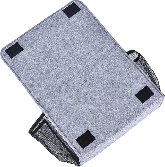 Bedside Caddy, Large Size Storage Organizer with 8 Pockets - Perfect for Magazine, Remotes, Phone (13.4'' x 18.1'', Light Grey)