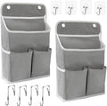 2-Pack Hanging Storage Organizer, Over The Door Hanging Bags/Wall Baskets Storage with Pockets for Home, RV, Office and More (2, Grey)