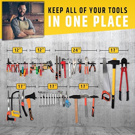 24" Heavy-Duty Magnetic Tool Holder (Upgraded Version) - Extremely Powerful Magnetic Pull Force to Hold Heavy Tools - Professional Space-Saving Magnetic Bar - Tool Organizer Rack/Strip