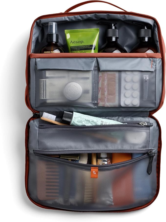 Bellroy Hanging Toiletry Kit Plus (8 Liter Travel Hanging Toiletry Bag) - Clay